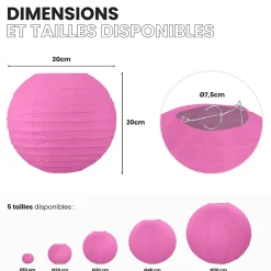 Lot de 12 Boules Japonaises Fuchsia 20 cm