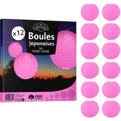 Lot de 12 Boules Japonaises Fuchsia 20 cm