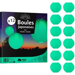 Lot de 12 Boules Japonaises Vert d'Eau 10 cm