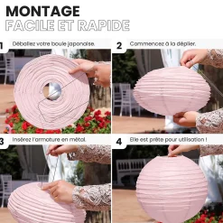 Lot de 12 Boules Japonaises Rose Pâle 20 cm