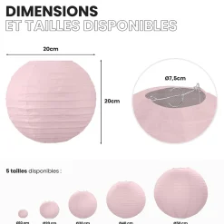 Lot de 12 Boules Japonaises Rose Pâle 20 cm