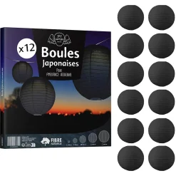 Lot de 12 Boules Japonaises Noires 30 cm