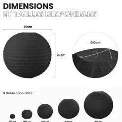 Lot de 12 Boules Japonaises Noires 30 cm