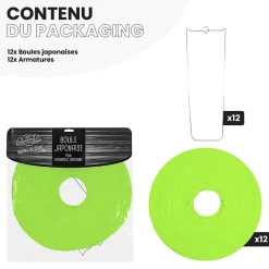 Lot de 12 Boules Japonaises Vert Anis 40 cm