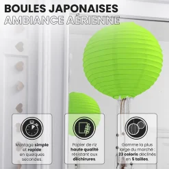 Lot de 12 Boules Japonaises Vert Anis 40 cm