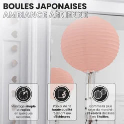 Lot de 12 Boules Japonaises Pêche 40 cm