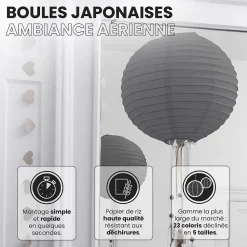 Lot de 12 Boules Japonaises Grises 20 cm