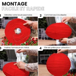 Lot de 12 Boules Japonaises Rouges 30 cm
