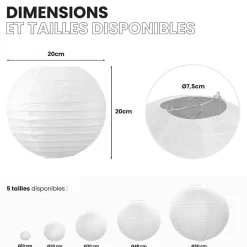 Lot de 12 Boules Japonaises Blanches 20 cm