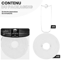 Lot de 12 Boules Japonaises Blanches 20 cm