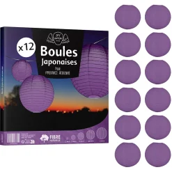 Lot de 12 Boules Japonaises Aubergine 40 cm