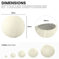 Lot de 12 Boules Japonaises Ivoire 30 cm