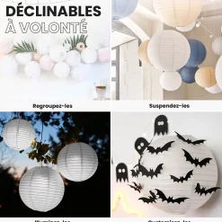 Lot de 12 Boules Japonaises Ivoire 30 cm