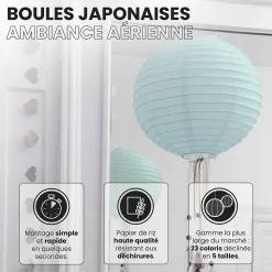 Lot de 12 Boules Japonaises Aquamarine 10 cm