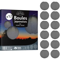 Lot de 12 Boules Japonaises Grises 40 cm