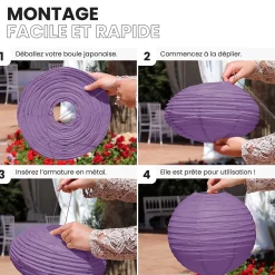 Lot de 12 Boules Japonaises Aubergine 30 cm