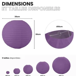 Lot de 12 Boules Japonaises Aubergine 30 cm