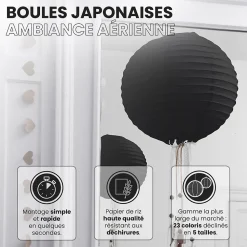 Lot de 12 Boules Japonaises Noires 10 cm