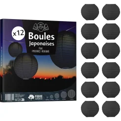 Lot de 12 Boules Japonaises Noires 10 cm