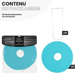Lot de 12 Boules Japonaises Turquoise 40 cm
