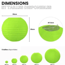 Lot de 12 Boules Japonaises Vert Anis 20 cm