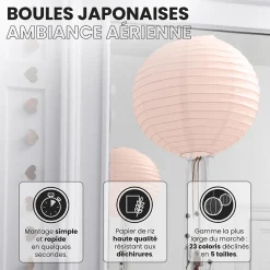 Lot de 12 Boules Japonaises Rose Saumon 40 cm