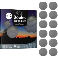 Lot de 12 Boules Japonaises Grises 10 cm