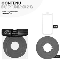 Lot de 12 Boules Japonaises Grises 10 cm