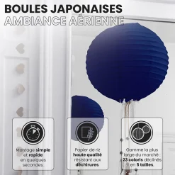 Lot de 12 Boules Japonaises Bleu Navy 30 cm