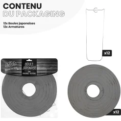Lot de 12 Boules Japonaises Grises 30 cm