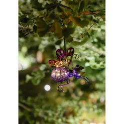 Lot de 2 décorations solaire Papillon (1 pièce par coloris)- Hauteur avec la suspension 18cm- 2 Lumens- Eclairage extérieur Jardin