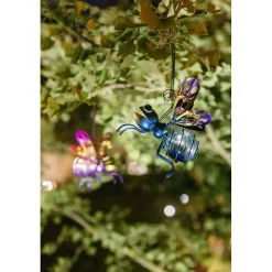 Lot de 2 décorations solaire Papillon (1 pièce par coloris)- Hauteur avec la suspension 18cm- 2 Lumens- Eclairage extérieur Jardin