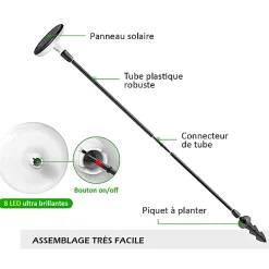 Lot de 2 Eclairages LED 35 lm Solaire à planter Idéal illumination de composition florale