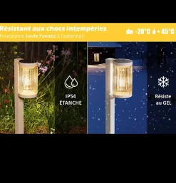 Lot de 4 Eclairages LED 25 lm Solaire à planter Idéal éclairage Allée et chemin