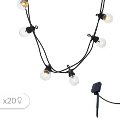 Lot de 2 guirlandes solaires 10 globes x2 PARTY CLEAR SOLAR Blanc Plastique 5.9M