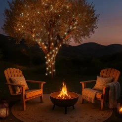 Lot de 4 guirlandes solaires extérieur lumineuses jardin, terrasse - Ampoules LED 8 modes - 7 m - Blanc froid - Linxor