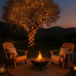 Lot de 2 guirlandes solaires extérieur lumineuses jardin, terrasse - Ampoules LED 8 modes - 32 m - Blanc chaud - Linxor