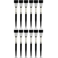 Lot de 12 lampe LED de jardin, borne solaire, éclairage solaire d'extérieur - Diamètre 4.5 x Hauteur 34.5 cm