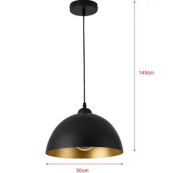 Lot de 2 Lampes à Suspension E27 Métal Diamètre 30 cm Noir Doré lux.pro
