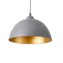 Lot De 2 Lampes à Suspension éclairage Intérieur Hauteur Réglable Métal E27 Diamètre 30 Cm Gris Doré lux.pro