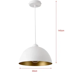 Lot de 2 Lampes à Suspension E27 Métal Diamètre 30 cm Blanc Doré lux.pro
