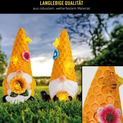 Lot de 2 lampes décoratives/solaires 'ABBY', en plastique avec LED intégrées, capteur crépusculaire, hauteur 17 cm