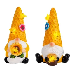 Lot de 2 lampes décoratives/solaires 'ABBY', en plastique avec LED intégrées, capteur crépusculaire, hauteur 17 cm