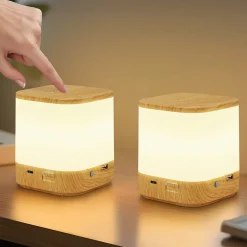 Lot de 2 lampes de table led nettlife avec batterie rechargeable de 1800 mah, variateur tactile 3000-6500k avec 3 températures