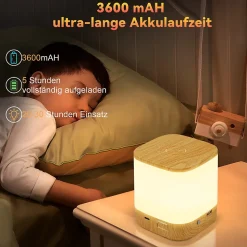 Lot de 2 lampes de table led nettlife avec batterie rechargeable de 1800 mah, variateur tactile 3000-6500k avec 3 températures