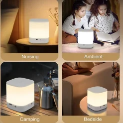 Lot de 2 lampes de table led nettlife avec batterie rechargeable de 1800 mah, variateur tactile 3000-6500 k avec 3 températures