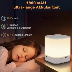 Lot de 2 lampes de table led nettlife avec batterie rechargeable de 1800 mah, variateur tactile 3000-6500 k avec 3 températures