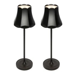 Lot de 2 lampes de table rétro noires rechargeables IP44 - Granny