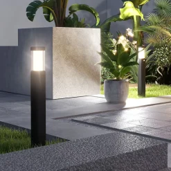 Lot de 2 lampes d'extérieur - bornes lumineuses LED - norme IP65 - alu noir