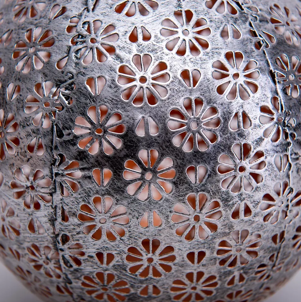 Lot de 2 lampes LED décoratives solaires D: 18 cm Décoration extérieure en métal argenté avec LED intégrées